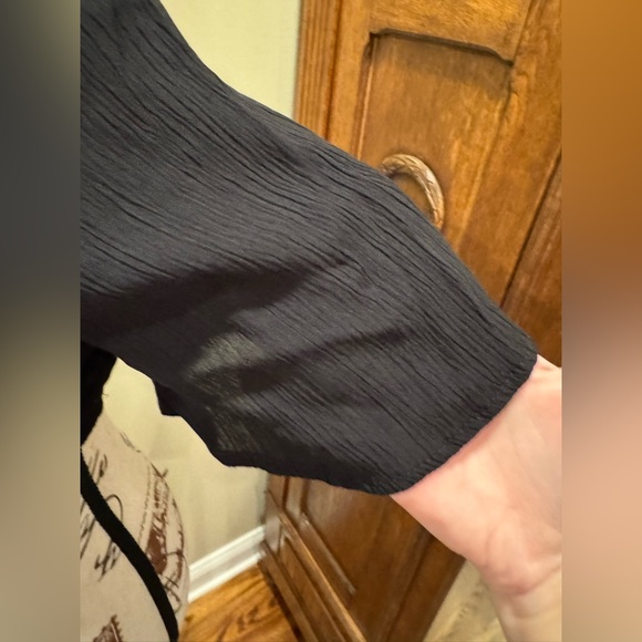 Black Wrap Crop Top with Ties, Adjustable - Picture 8 of 8